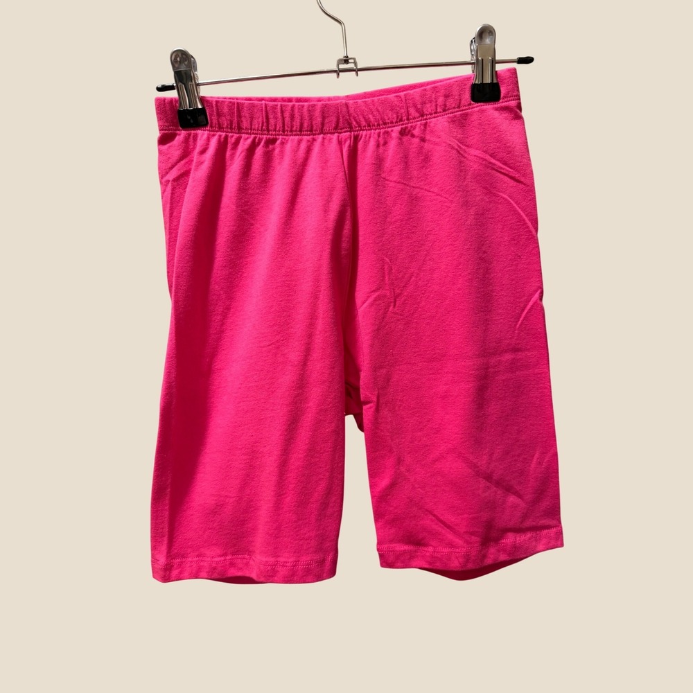 Zenana Womens Neon Pink Biker Shorts High Waist Stretch Cotton Blend Small